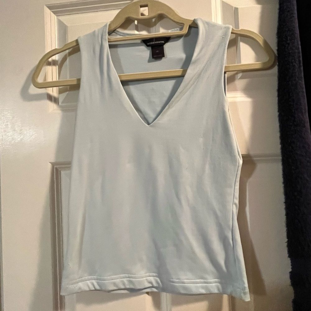 Moda baby blue v neck tank top size xs